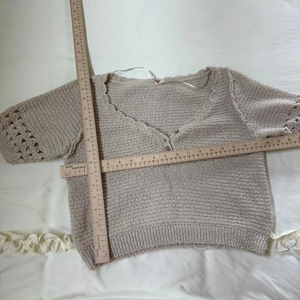 Boho‎ knit top  cream knit Free People size small crochet sweater top